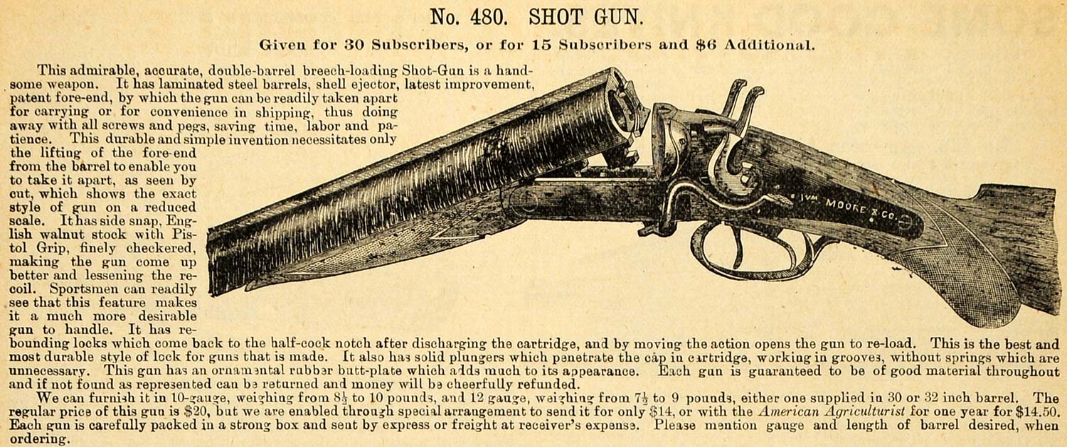 a old newspaper ad for a double barrelled shotgun